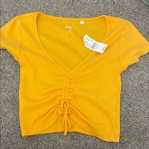 PacSun Yellow Ruched Crop Blouse